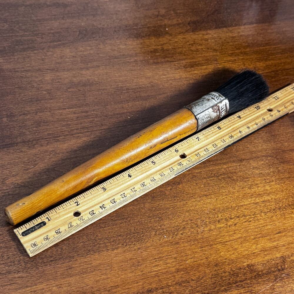 Vintage Primitive Paint Brush Wood Handle Artist Supply Decor 11"